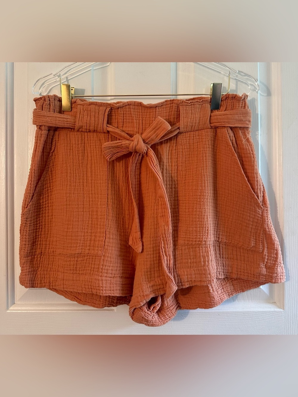 BANJARA Large Cotton Breathable Bohemian Minimalist Paper Bag Shorts Self Belt